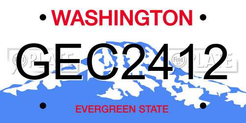 GEC2412 Washington License Plate