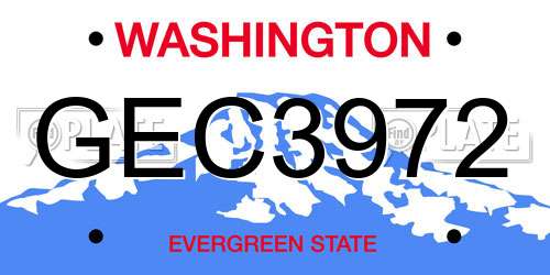 GEC3972 Washington License Plate