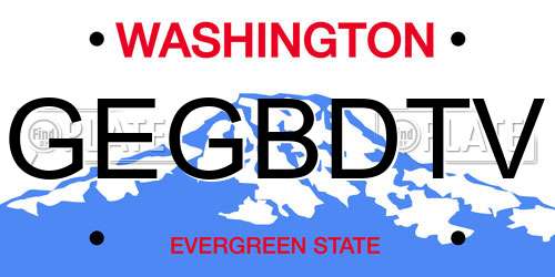 GEGBDTV Washington License Plate