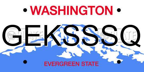 GEKSSSQ Washington License Plate