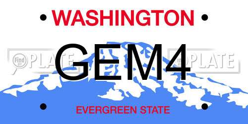GEM4 Washington License Plate