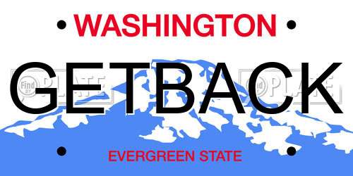 GETBACK Washington License Plate