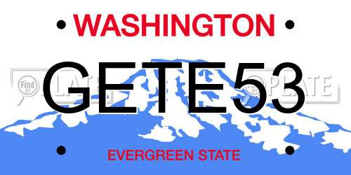 GETE53 Washington License Plate