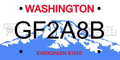 GF2A8B Washington License Plate