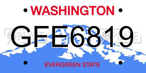 GFE6819 Washington License Plate