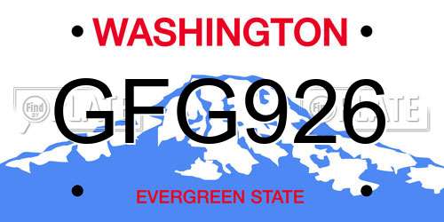 GFG926 Washington License Plate