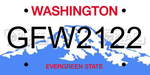 GFW2122 Washington License Plate