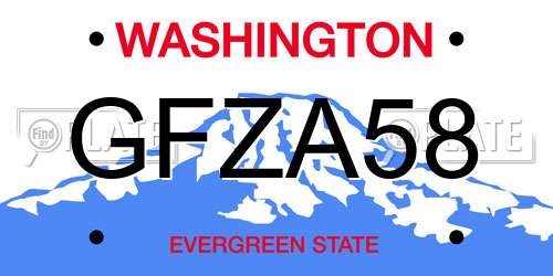 GFZA58 Washington License Plate