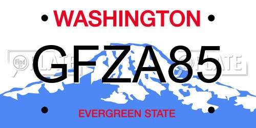 GFZA85 Washington License Plate