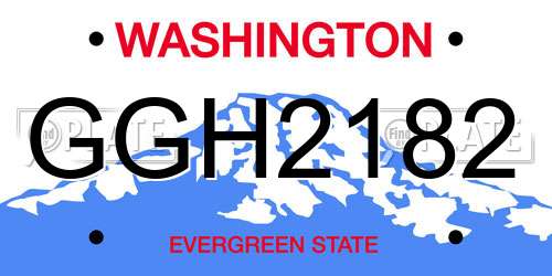 GGH2182 Washington License Plate