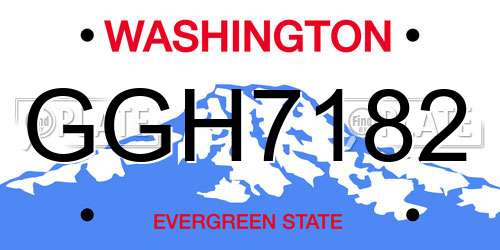 GGH7182 Washington License Plate