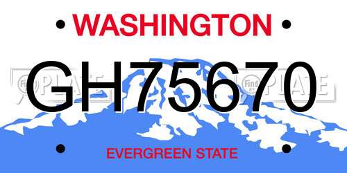 GH75670 Washington License Plate