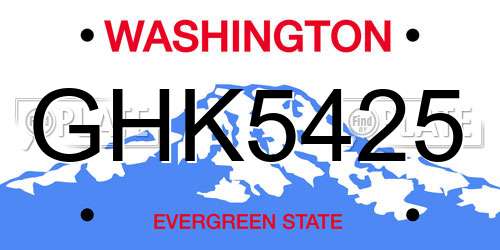 GHK5425 Washington License Plate