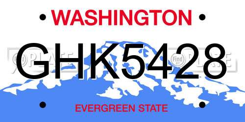 GHK5428 Washington License Plate
