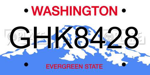 GHK8428 Washington License Plate