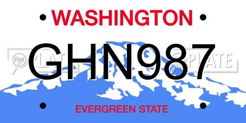 GHN987 Washington License Plate