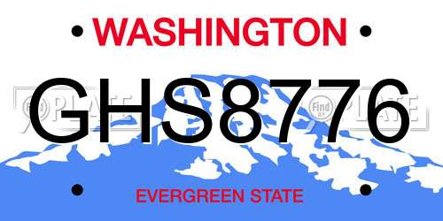 GHS8776 Washington License Plate