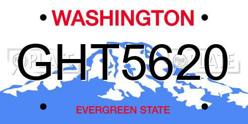 GHT5620 Washington License Plate