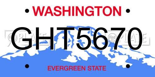 GHT5670 Washington License Plate