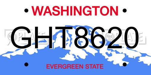 GHT8620 Washington License Plate