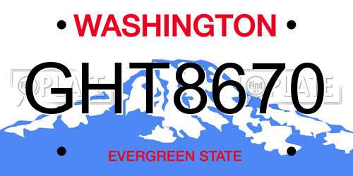 GHT8670 Washington License Plate