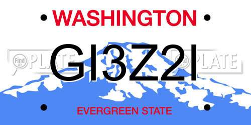 GI3Z2I Washington License Plate