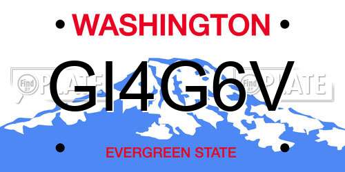 GI4G6V Washington License Plate