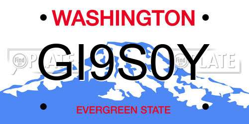 GI9S0Y Washington License Plate