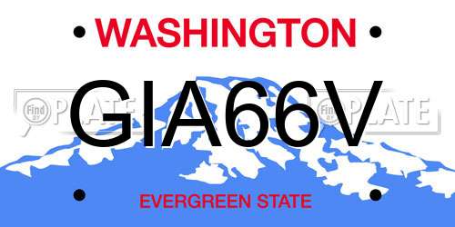 GIA66V Washington License Plate