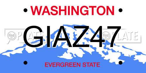 GIAZ47 Washington License Plate