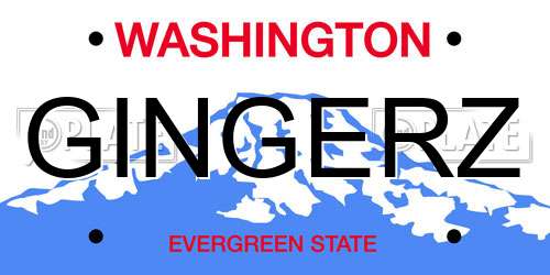 GINGERZ Washington License Plate