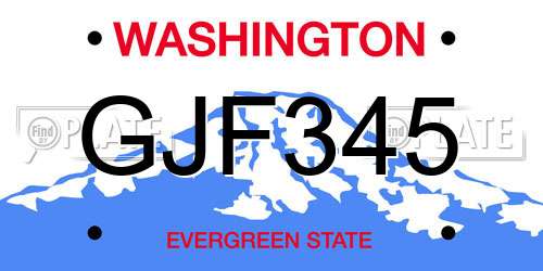 GJF345 Washington License Plate