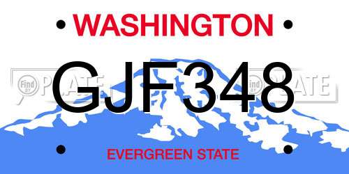GJF348 Washington License Plate