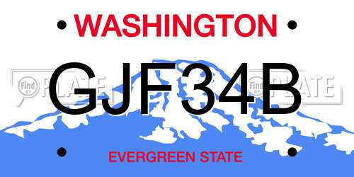 GJF34B Washington License Plate