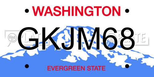 GKJM68 Washington License Plate