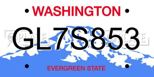 GL7S853 Washington License Plate