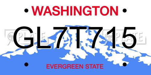 GL7T715 Washington License Plate