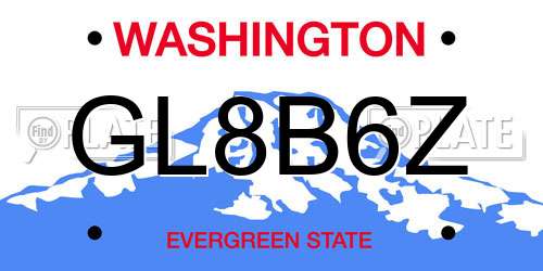 GL8B6Z Washington License Plate