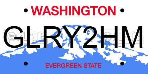 GLRY2HM Washington License Plate