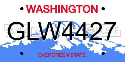 GLW4427 Washington License Plate