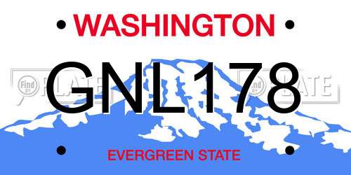 GNL178 Washington License Plate