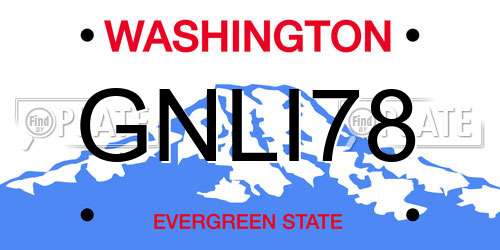 GNLI78 Washington License Plate