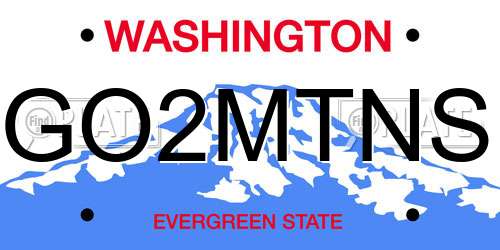 GO2MTNS Washington License Plate