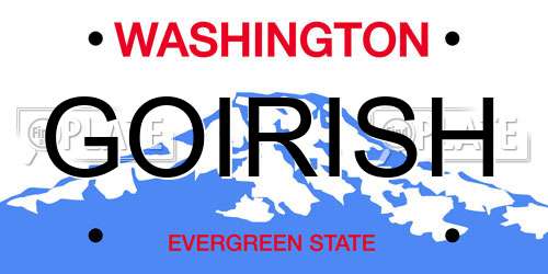 GOIRISH Washington License Plate