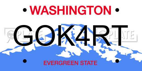 GOK4RT Washington License Plate
