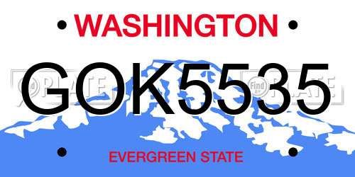 GOK5535 Washington License Plate