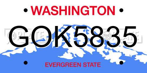 GOK5835 Washington License Plate