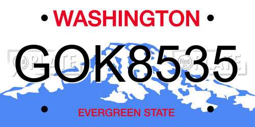 GOK8535 Washington License Plate