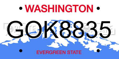 GOK8835 Washington License Plate