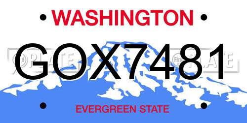 GOX7481 Washington License Plate